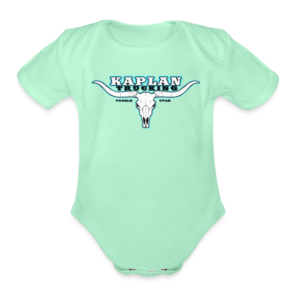Organic Short Sleeve Baby Bodysuit - light mint